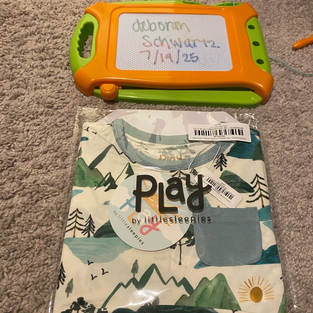 Little Sleepies Pocket tee mountain mist nib